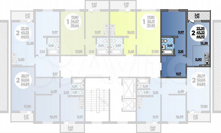 2-к. квартира, 44,9 м², 3/16 эт.