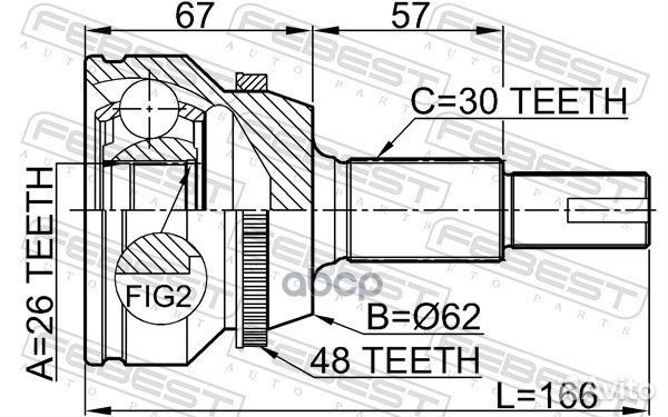 ШРУС toyota camry V-VI V40/V50/lexus RX300 06