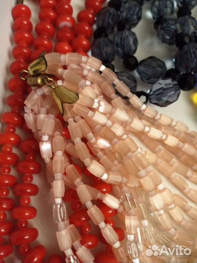 Бусы сатиновое стекло винтаж