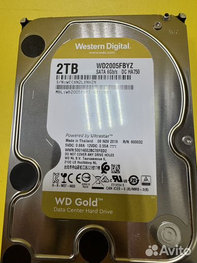 Western Digital 2TB Gold wd2005fbyz 3.5''