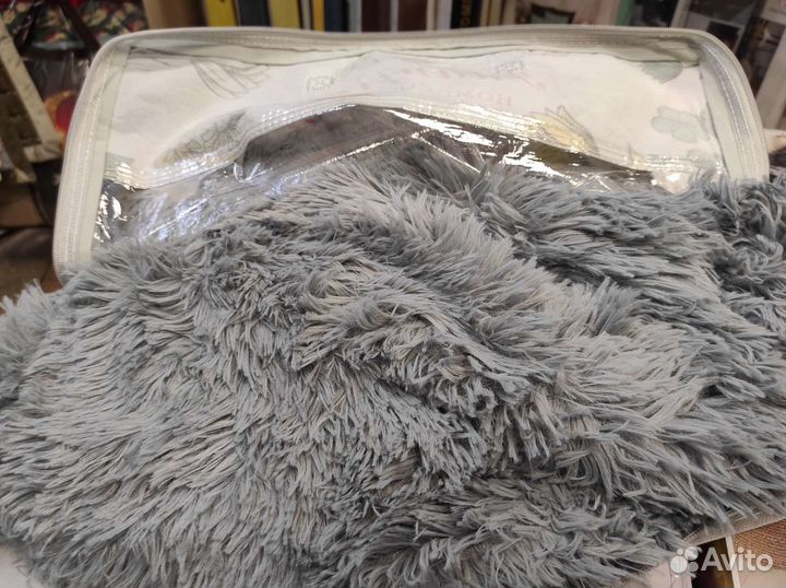 Плед пушистый, травка, евро