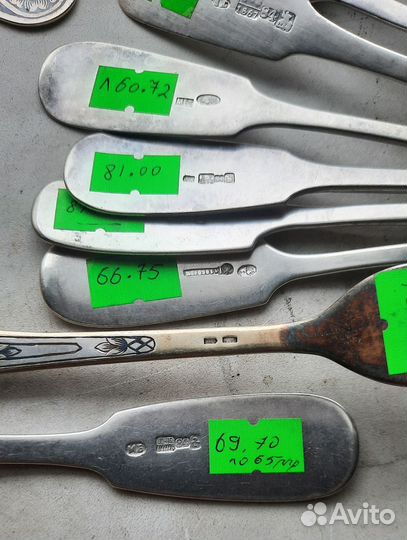 Столовое серебро 65р/гр