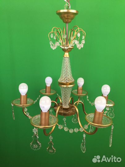 Хрустальная люстра(6 свечей) СССР Чехословакия