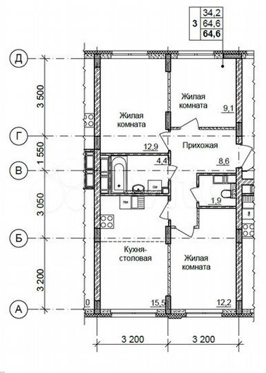 3-к. квартира, 64,6 м², 3/10 эт.