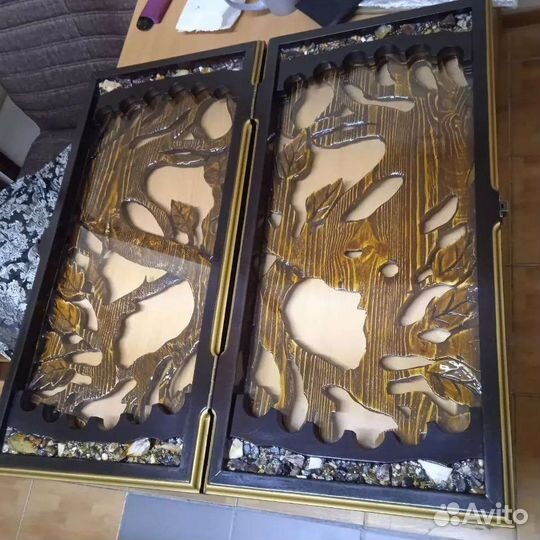 Нарды ручной работы со стеклом