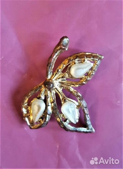 Брошь винтаж СССР + Муранское стекло подвеска