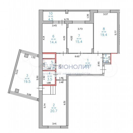 4-к. квартира, 122 м², 5/17 эт.