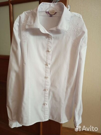 Блузка рубашка школьная белая р. 146 для девочки