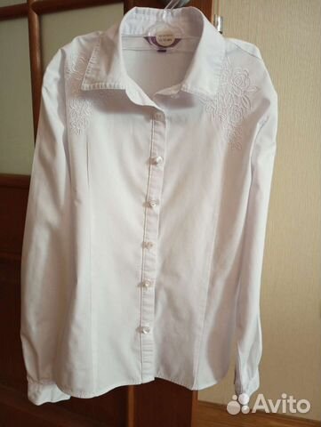 Блузка рубашка школьная белая р. 146 для девочки