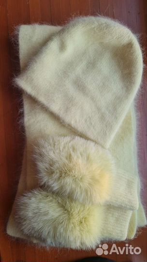 Комплект шапка шарф и варежки (ангора)