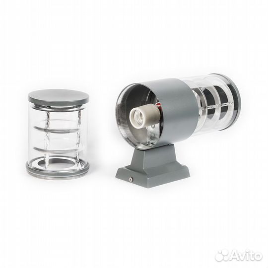 Уличный настенный светильник E27*2, IP65, круглый, серый