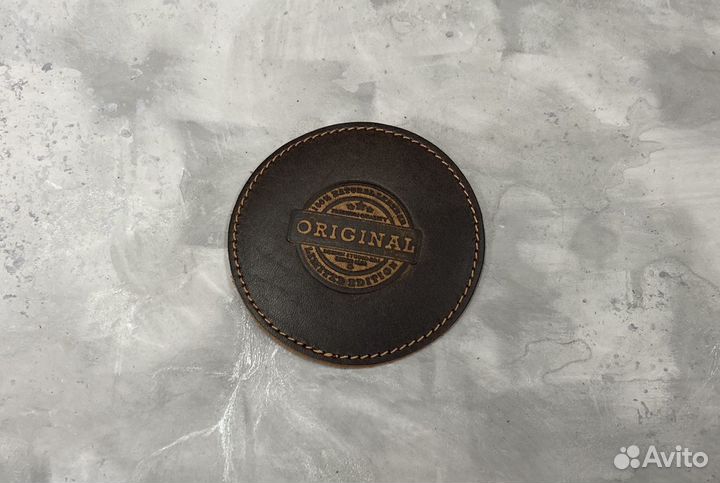 Подставка кожаная для стаканов, бокалов 2 шт