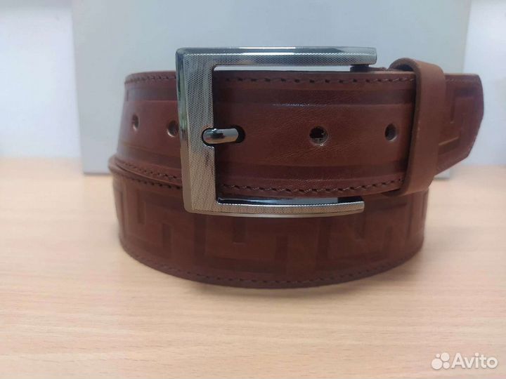 Мужской кожаный ремень. Коричневый