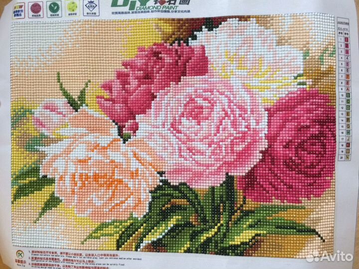 Картина из страз готовая, «Букет пионов»