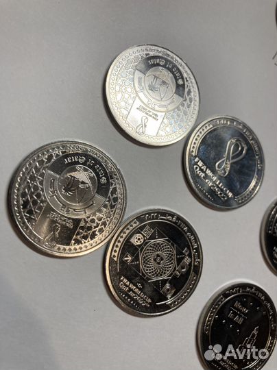 Монеты чм 2022 Катар. 1 риал. Набор 8 шт