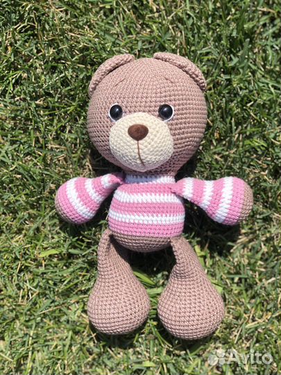 Вязаная игрушка Мишка тедди из полухлопка