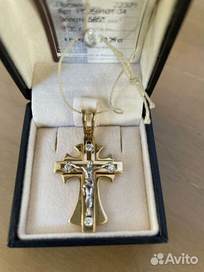 Крест православ. золотой с бриллиантами Per Sempre