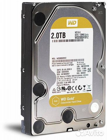 Жесткий диск WD Gold WD2005fbyz, 2тб, HDD, SATA II
