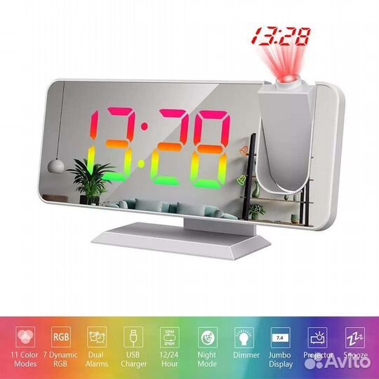 Часы зеркальные RGB дисплей