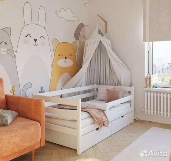 Детская кроватка белая 160*80