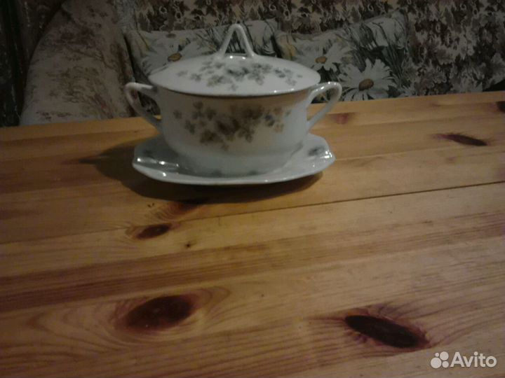 Антикварный соусник Кузнецовский фарфор