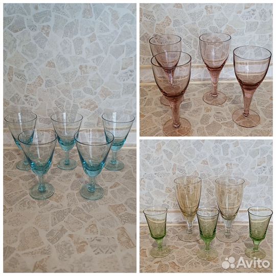 Фужеры из цвет. стекла, вазы, салатницы СССР