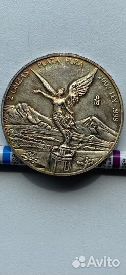 Монета серебро Мексика 2003, 2 унц