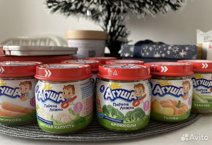 Детское питание пюре Агуша (115 банок)