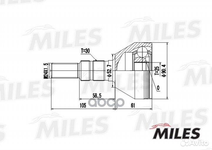 Шрус opel vectra C 1.6-2.2 02- нар. GA20363 Miles