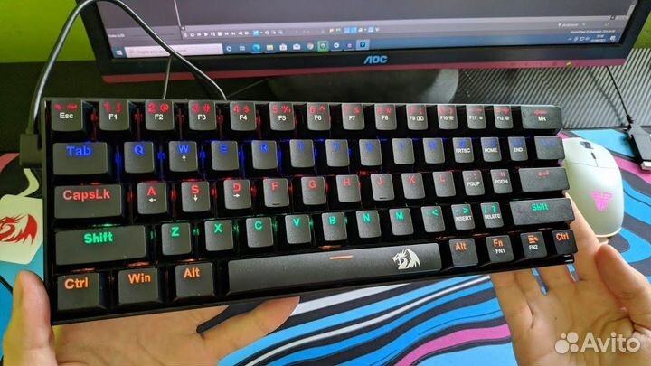 Игровая механическая клавиатура 60% red dragon