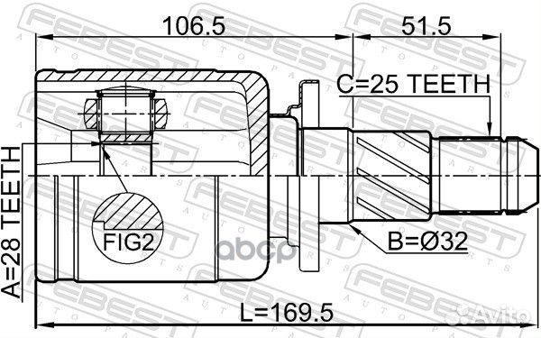 Шрус внутренний зад 0811S12R Febest