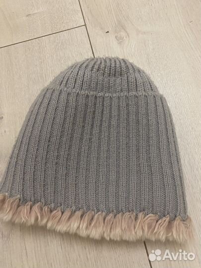 Шапка женская вязаная меховая