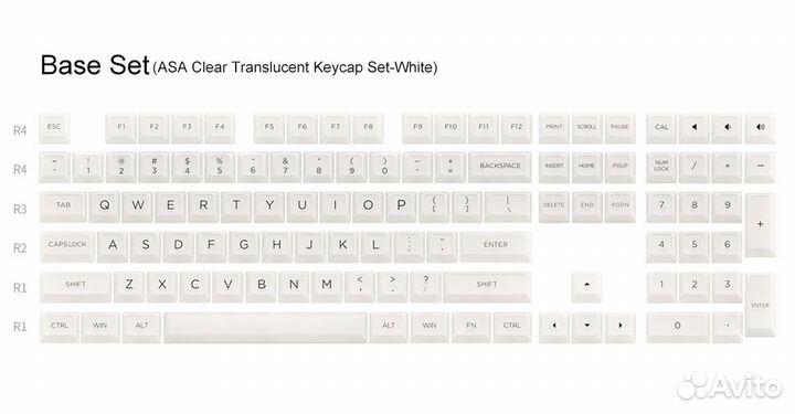 Кейкапы ASA Clear Keycap Set V2 White