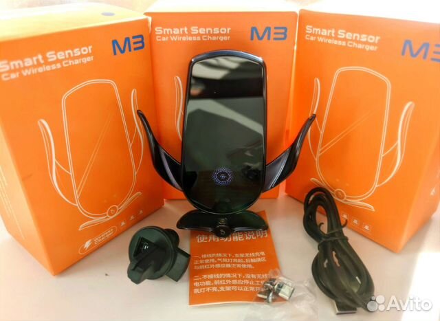 Держатель для телефона в машину Qi быстрая зарядка