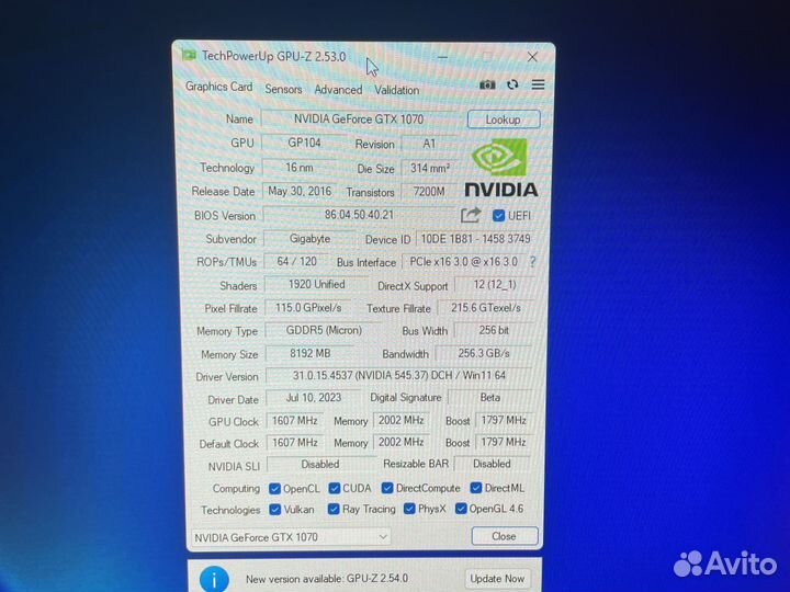Видеокарты gtx 1070 8 gb gygabyte aourus