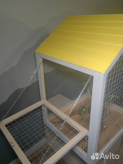 Клетка из натурального дерева для птиц (экзотическ