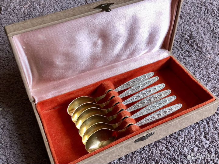 Чайные ложки СССР мельхиор позолота (1968)