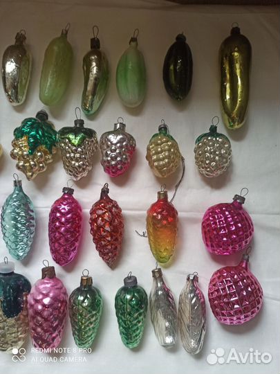Ёлочные игрушки СССР шишки, огурцы, виноград
