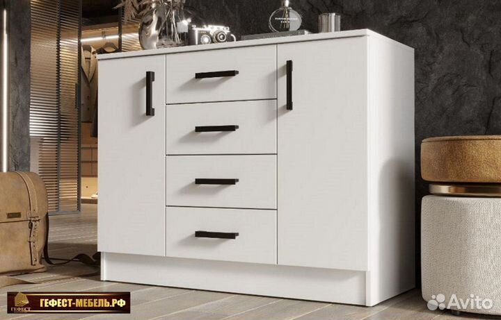 Комод К1000-2Д Белый гладки
