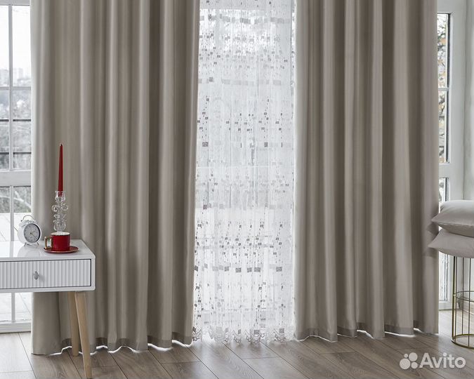 Шторы Адора сливочный новые на окна пошив