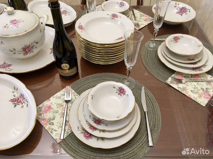 Сервиз столовый СССР «Роза» фарфор