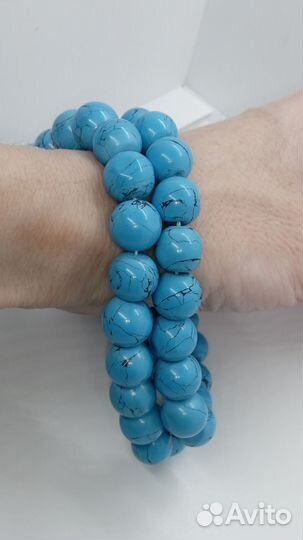 Бусы СССР натуральные бирюза говлит крупные
