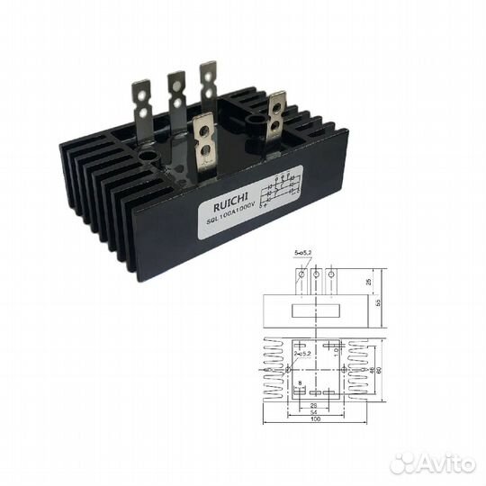 1 шт Диодный мост SQL100A 100A 1000V 60x100