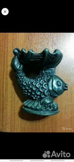 Пепельница Рыба, колокол дверной конфетница латунь