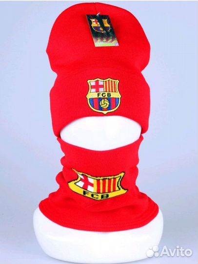 Комплект шапка и снуд для болельщика барселона/ ша