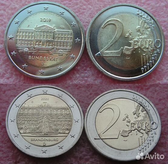 Юбилейные монеты. Двушки Германия,Португалия и др