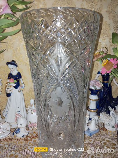 Ваза напольная большая хрусталь