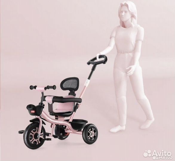 Детский велосипед с ручкой новый