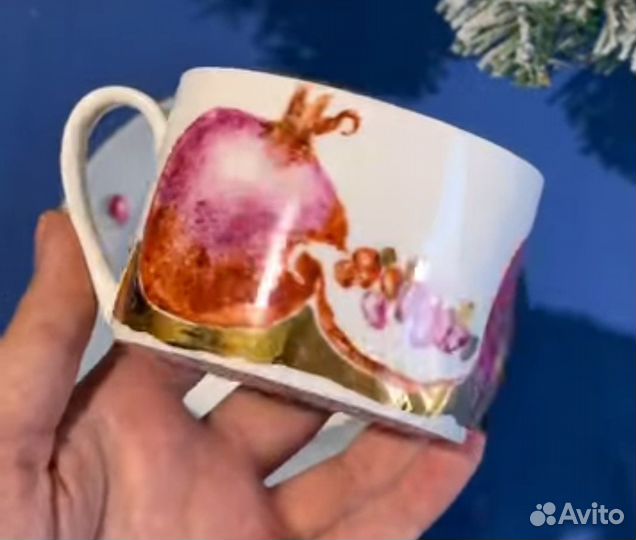 Чайная пара, ручная роспись, позолота