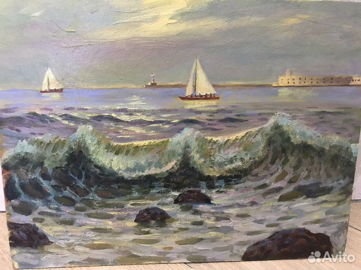Картина маслом П. М. Коломойцев, Прибой